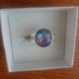 Glass beautiful cabochon adjustable ring